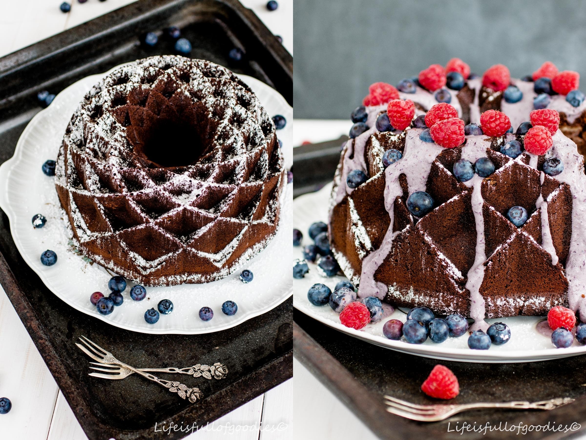 Chocolate Cake mit Blueberry Swirl