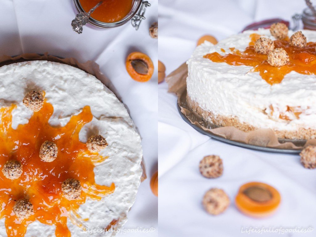 Milchreistorte mit Aprikosen für ein weißes Dinner