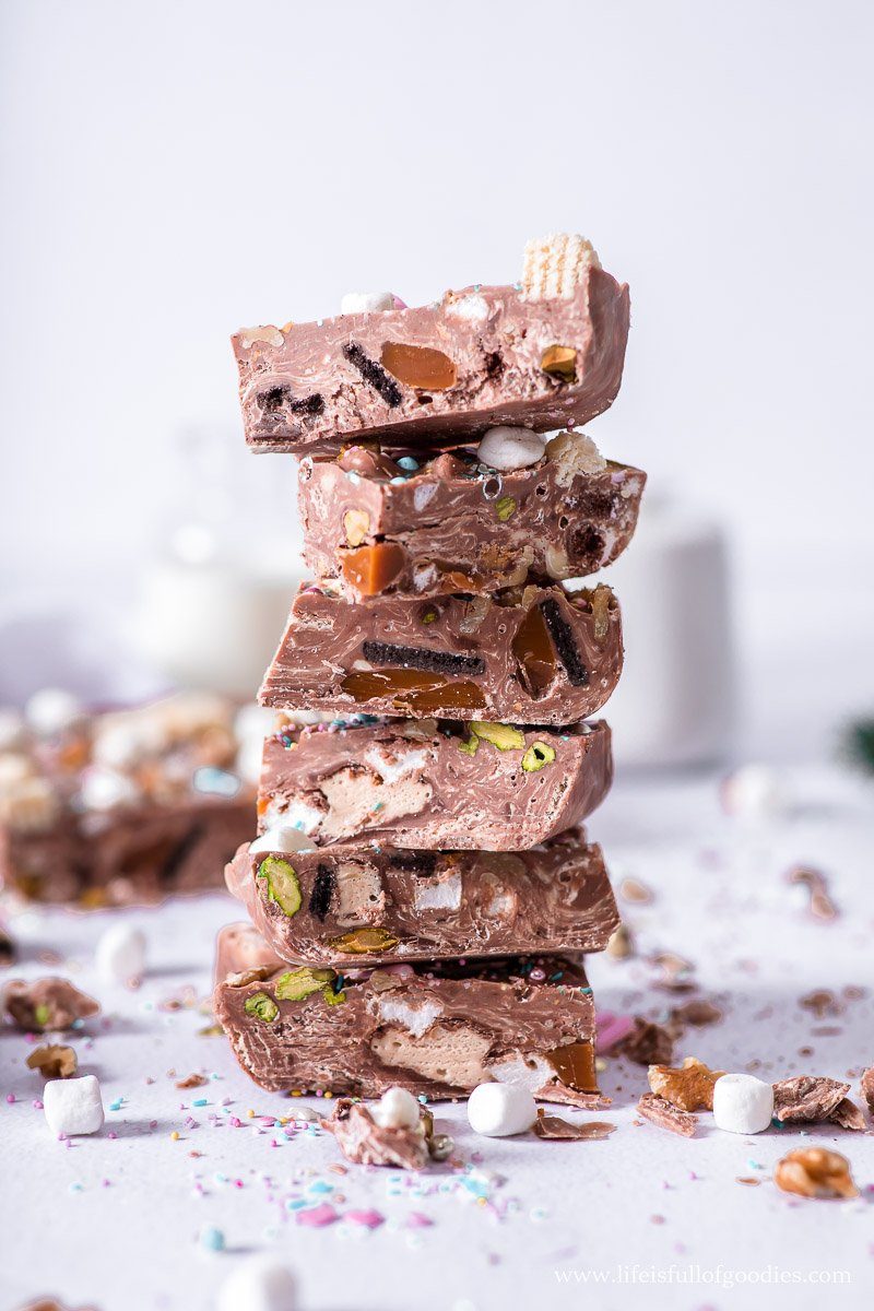 Rocky Road Chocolate mit Karamell, Marshmallows, Nüssen und mehr!