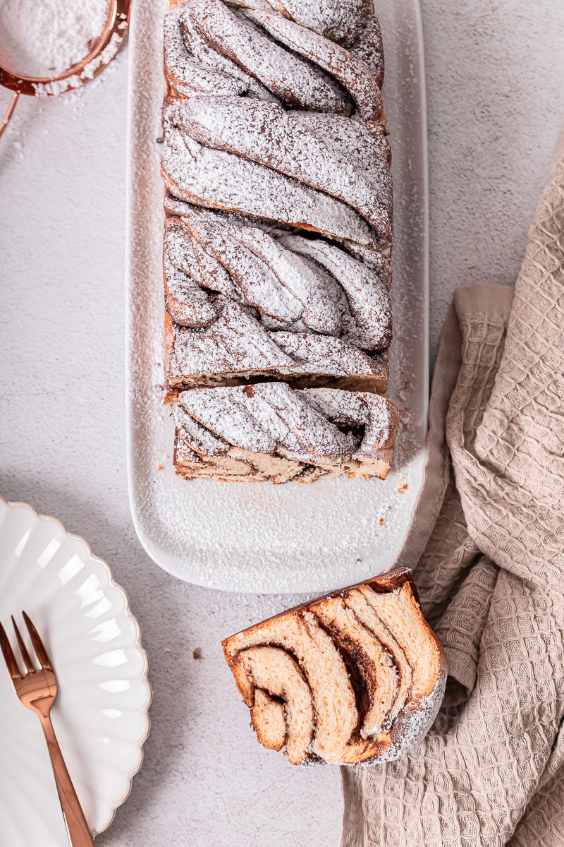 Hasenusscreme Babka von oben